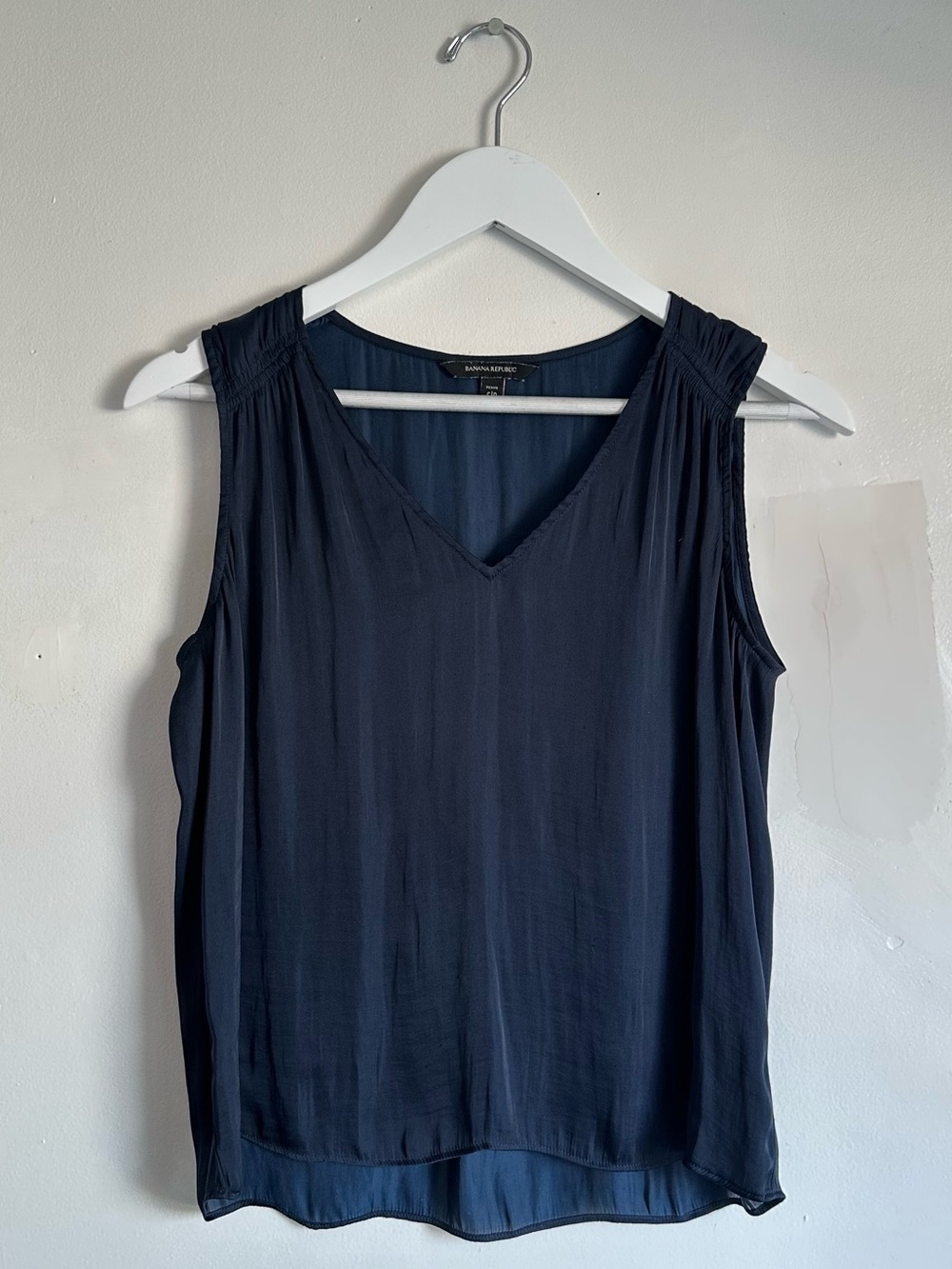 Navy Blue Sleeveless Satin Top